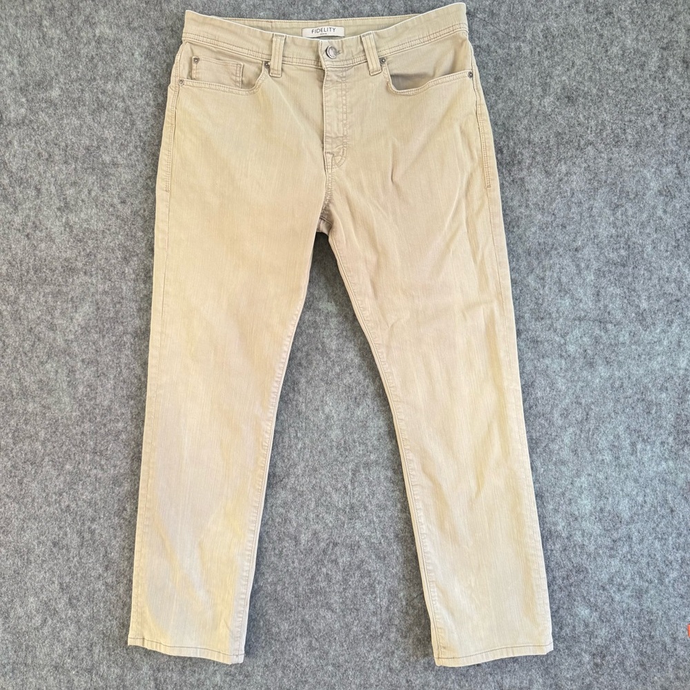 Fidelity Denim Jimmy Jeans Mens 36 Straight Belmont Khaki Tan‎ Stretch Pants